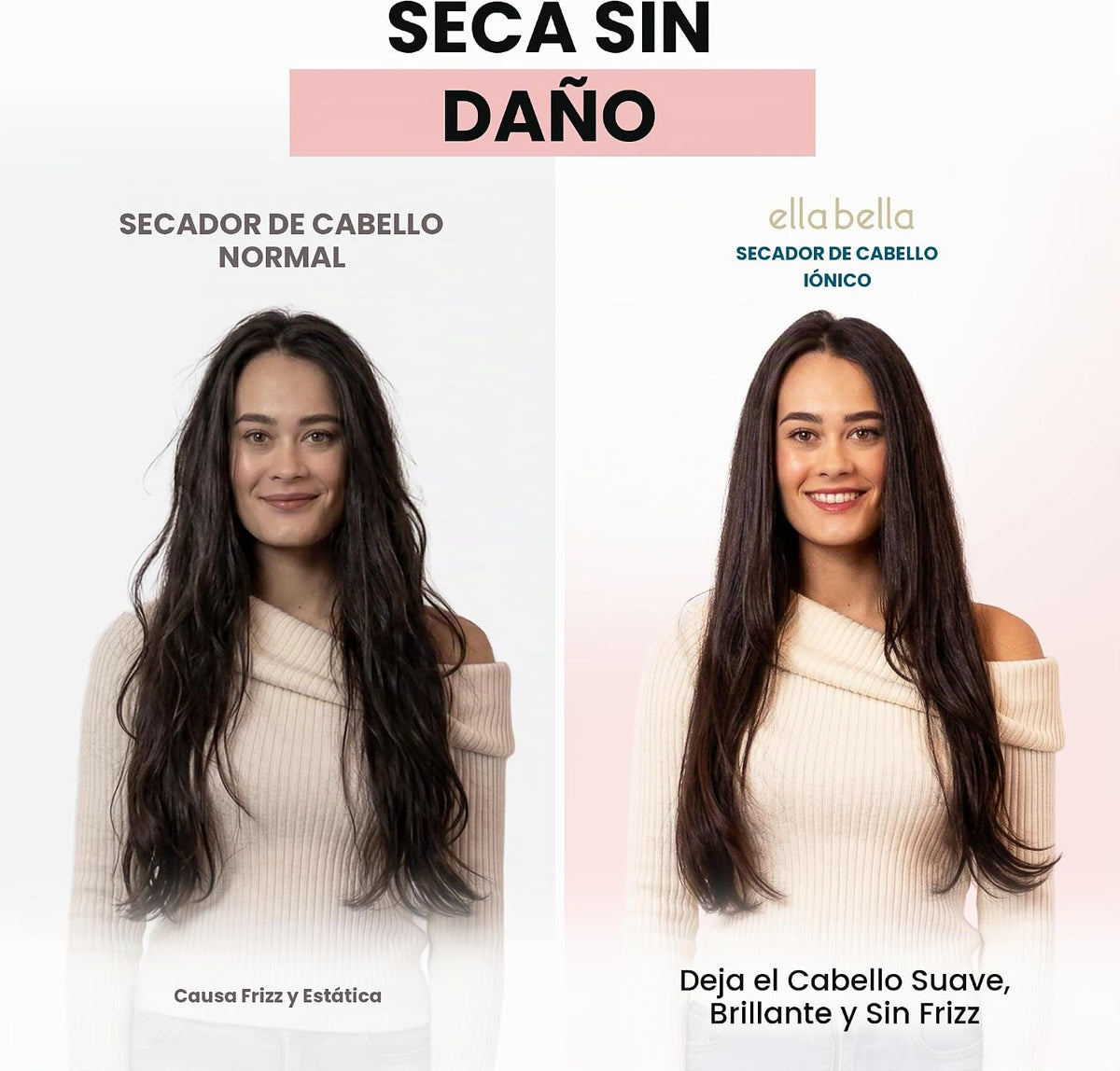 ELLA BELLA® - Secador de pelo iónico profesional con difusor \u2022...