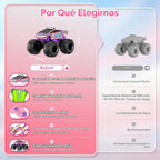 Coche de control remoto para niñas, 1:18, camión monstruo rosa, jug...