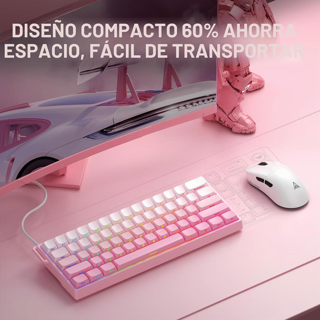 Aula WIN60 HE - Teclado mecánico para juegos 60% con cable, interru...