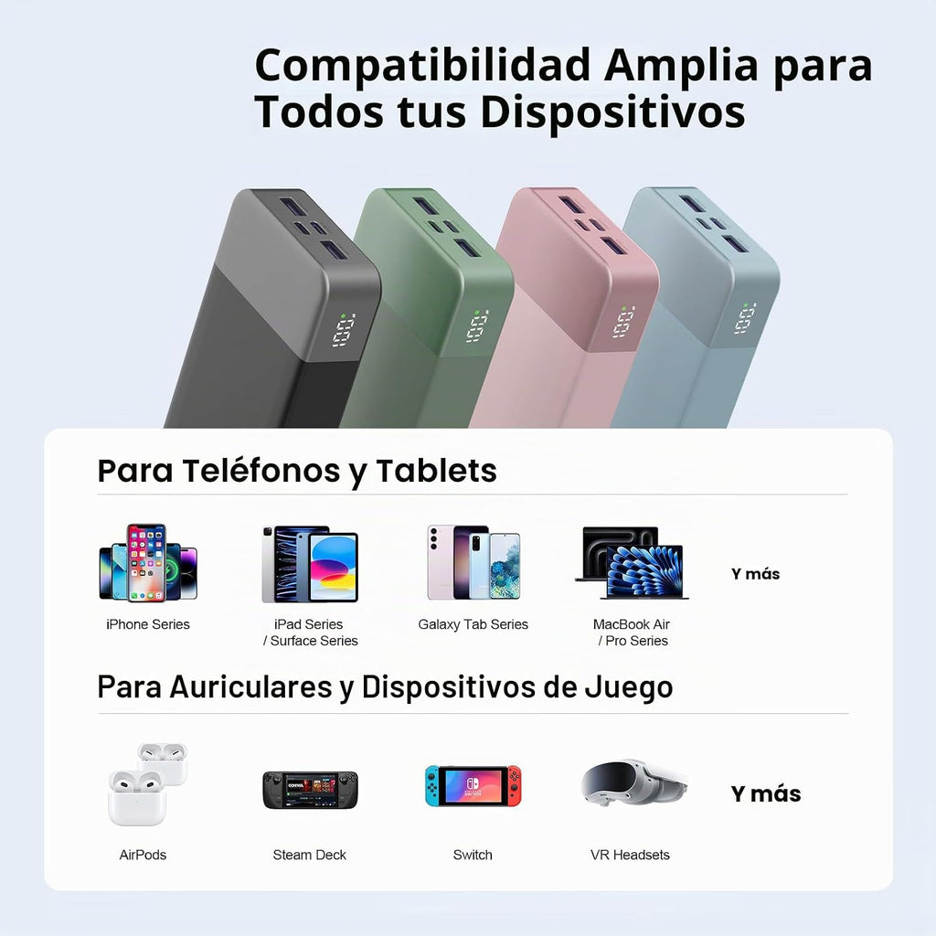 NOBIS Cargador portátil 20000mAh 65W Power Bank Carga rápida | Paqu...