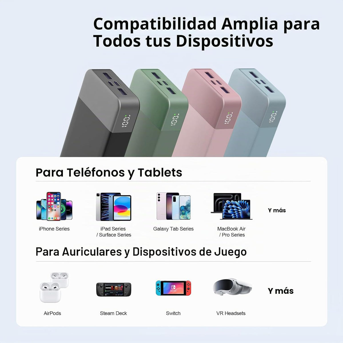 NOBIS Cargador portátil 20000mAh 65W Power Bank Carga rápida | Paqu...