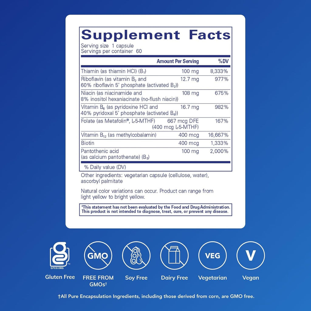 Pure Encapsulations B-Complex Plus - Suplemento de vitaminas B para...