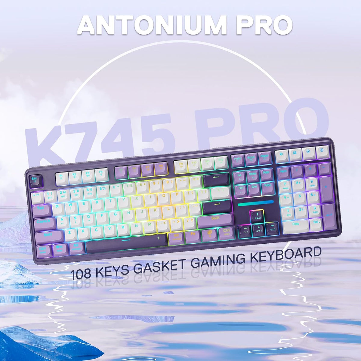 Redragon K745 PRO Teclado inalámbrico de 108 teclas RGB para juegos...