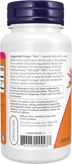 NOW Foods Suplementos, Vitamina K-2 MK-7 100 mcg, Apoyo Cardiovascu...