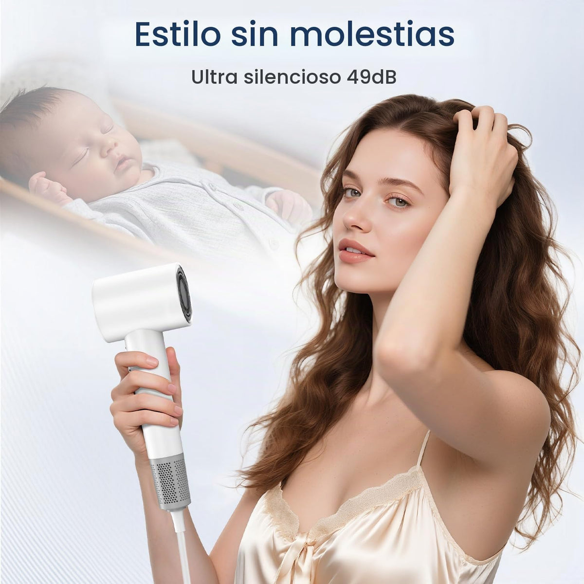 Secador de pelo con difusor, 180,000 RPM de alta velocidad con difu...