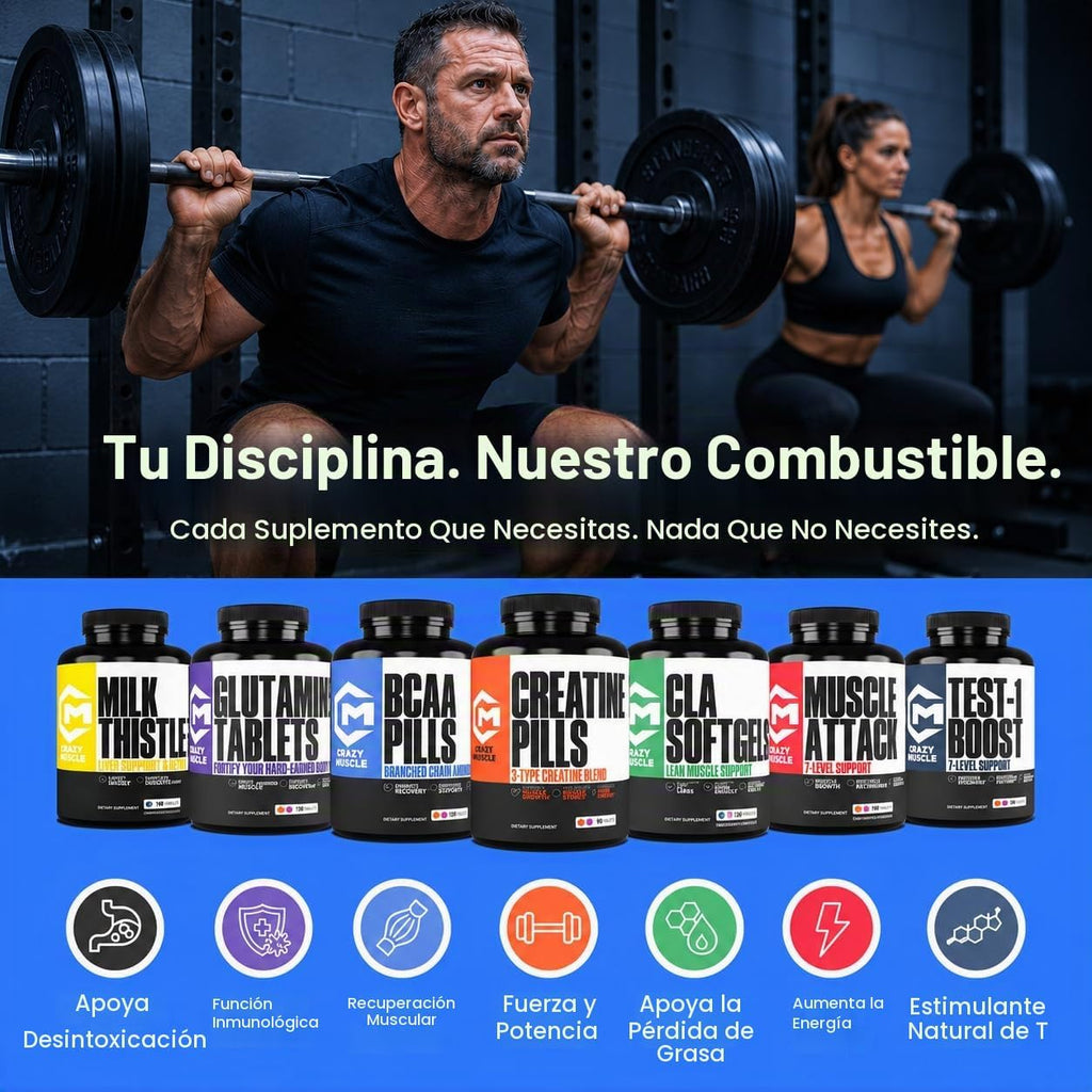 Crazy Muscle, Pastillas de Creatina, 5g 3X Monohidrato de Creatina...