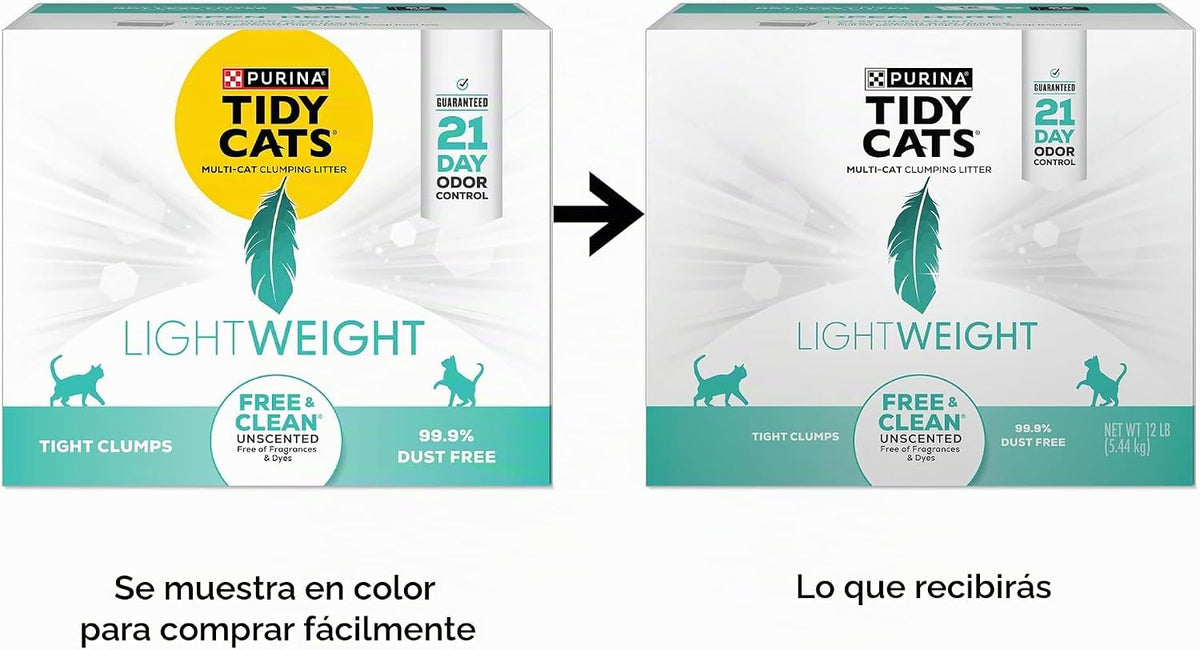 Purina Tidy Cats - Arena para gatos ligera, libre y limpia, sin per...
