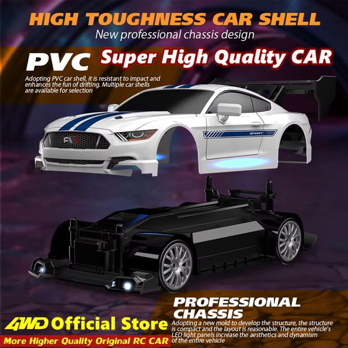 KAIMIO 1:24 Escala RC Drift Car 4WD 2.4GHz Vehículo Deportivo de Ca...
