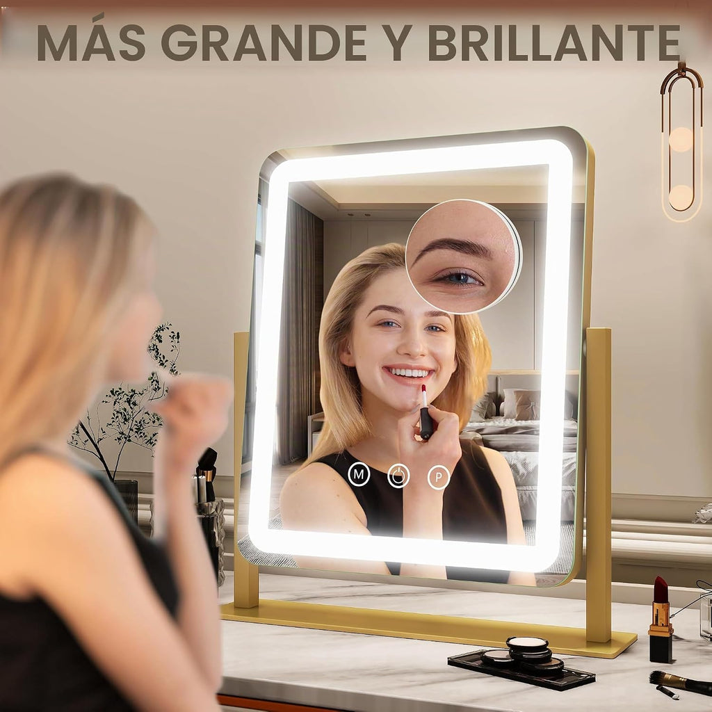 FENNIO Espejo de tocador con luces \u2013 Espejo de maquillaje con...