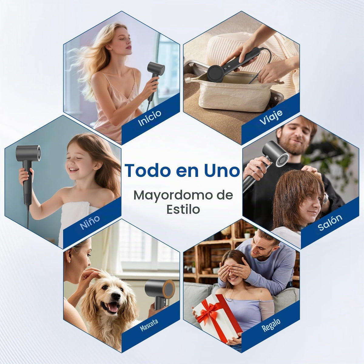 Secador de pelo con difusor, 180,000 RPM de alta velocidad con difu...