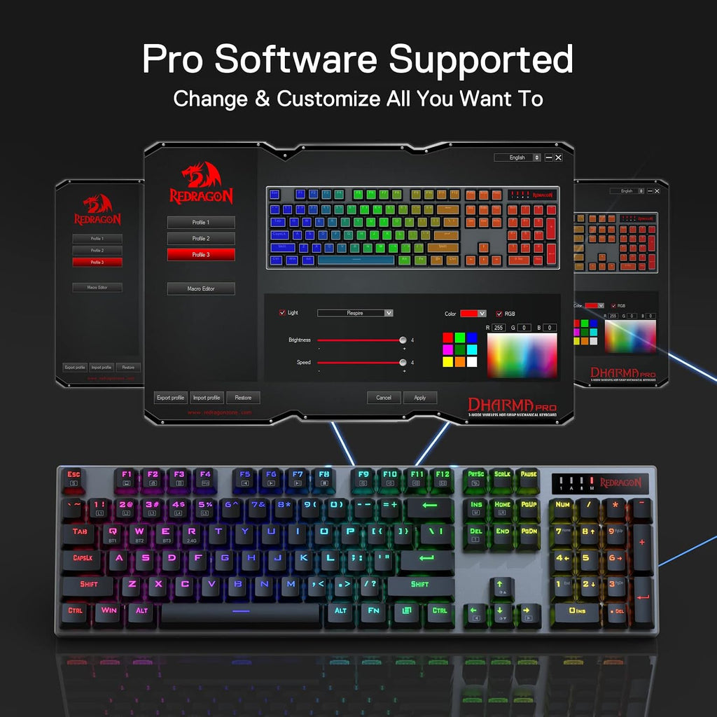 Redragon K556 PRO Teclado mecánico inalámbrico RGB para juegos | 0...