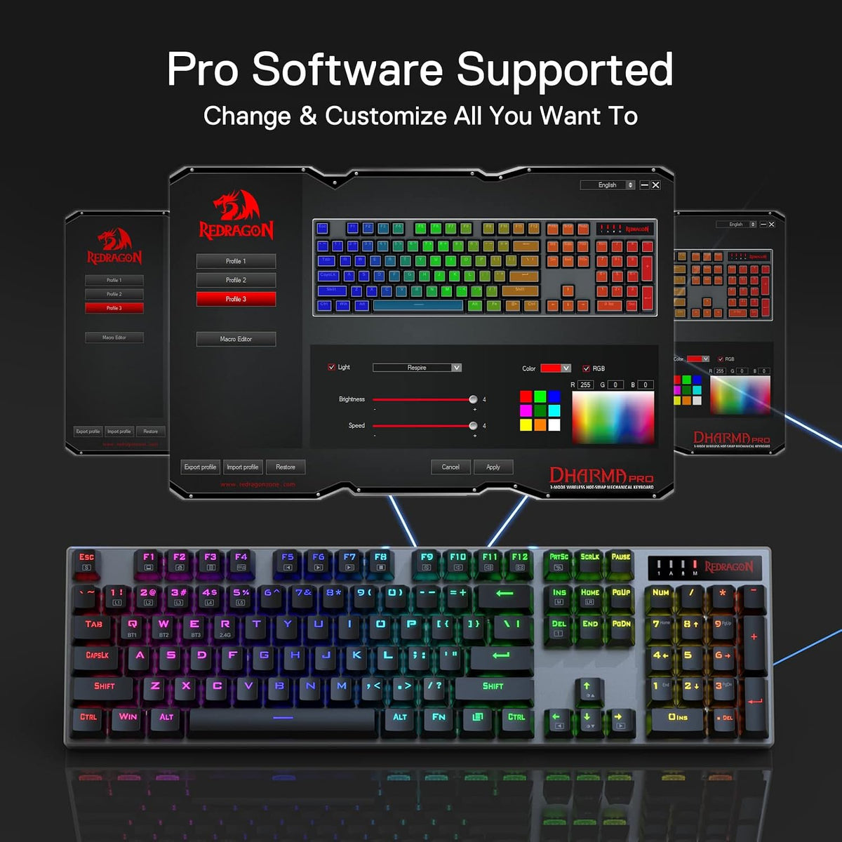 Redragon K556 PRO Teclado mecánico inalámbrico RGB para juegos | 0...