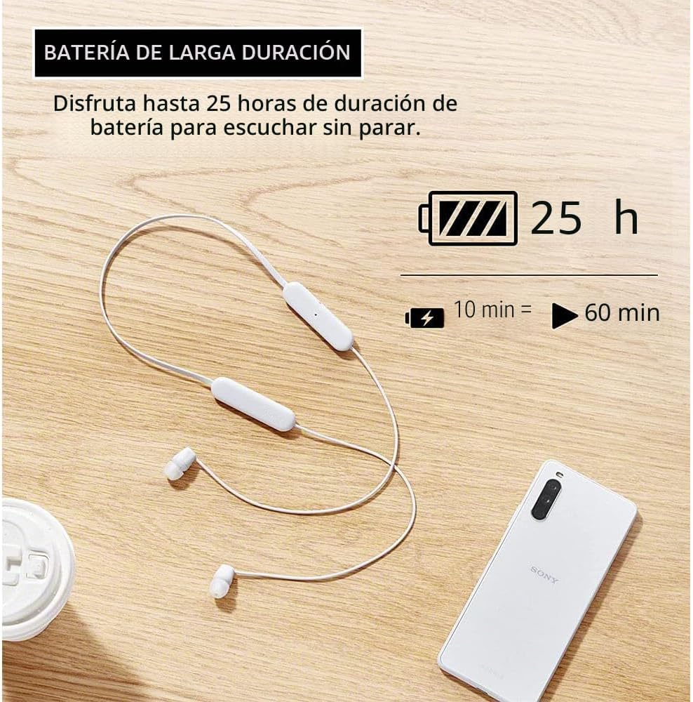 Sony WI-C100 - Auriculares inalámbricos Bluetooth con micrófono int...