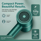 Secador de pelo iónico plegable con difusor, 1875W verde | Motor de...