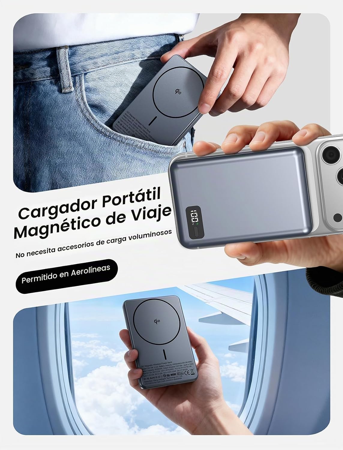 para Magsafe Power Bank Cargador portátil 10000mAh Qi2 para iPhone...