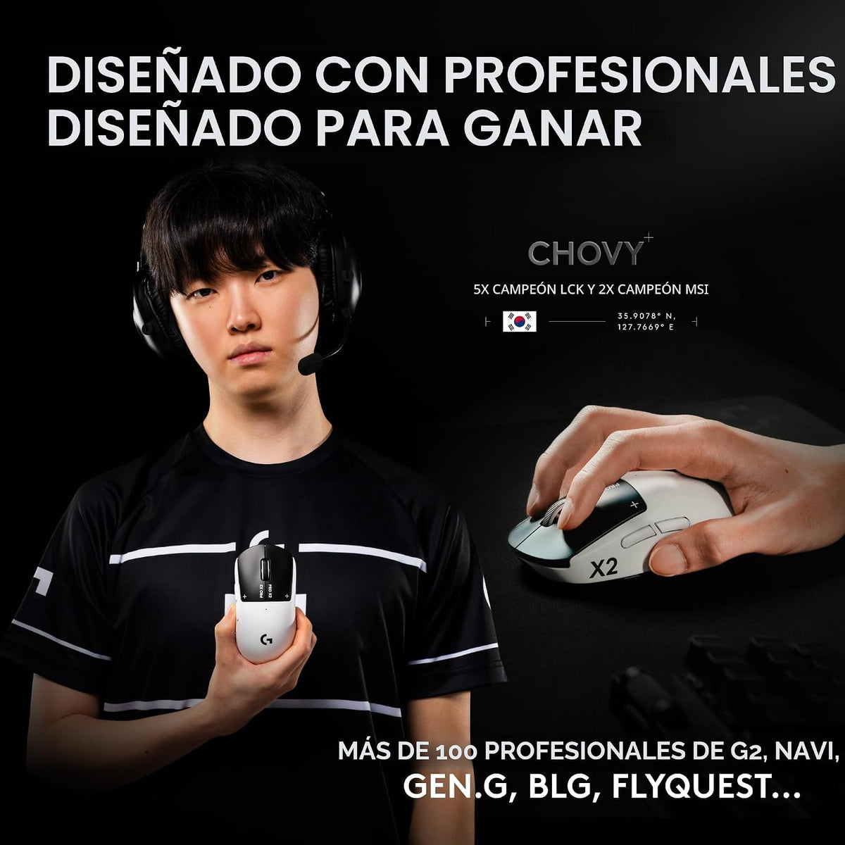Logitech PRO X2 SUPERSTRIKE Lightspeed - Mouse inalámbrico para jue...