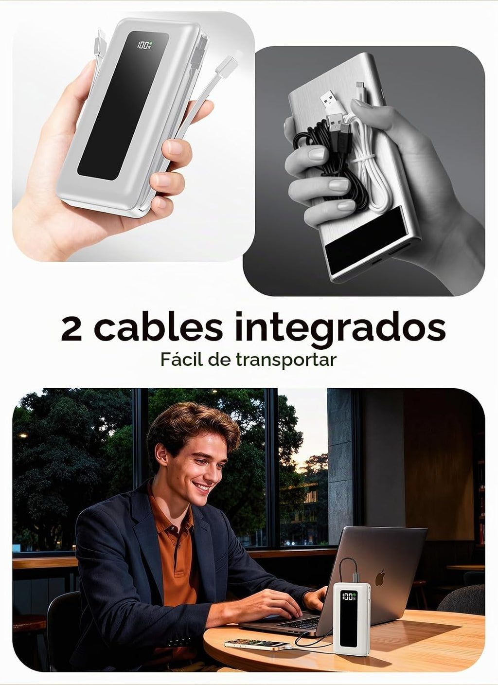 Moihosso Cargador portátil Power Bank 50000mAh con cables incorpora...