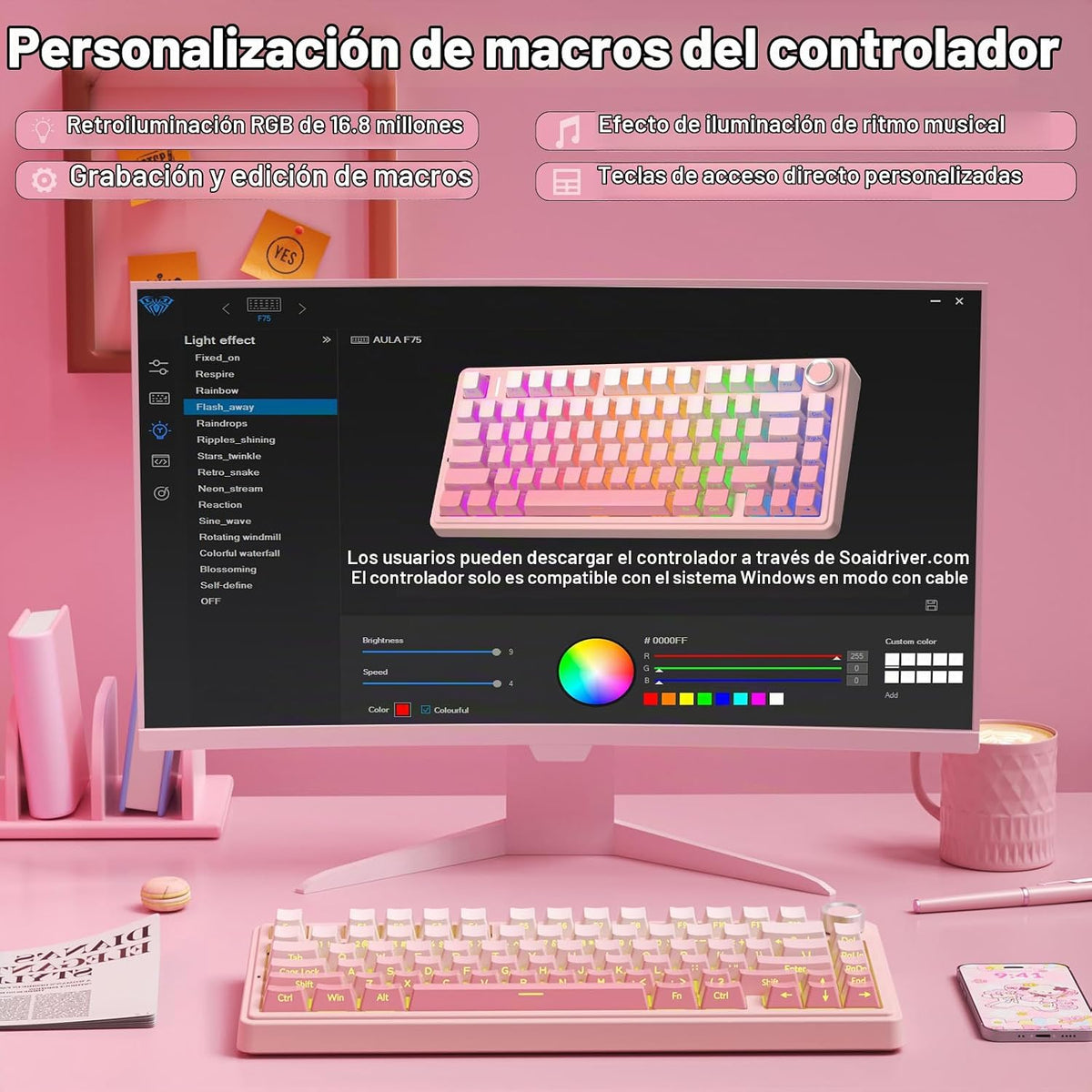 AULA Teclado mecánico inalámbrico F75 Pro, versión silenciosa, 75%...