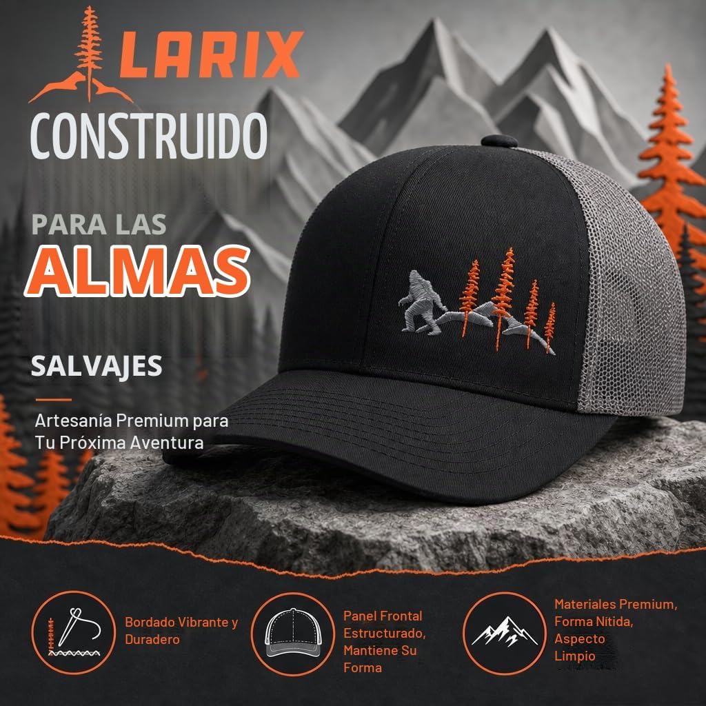 LARIX Trucker Hat Men - Gorra Snapback con parte trasera de malla t...