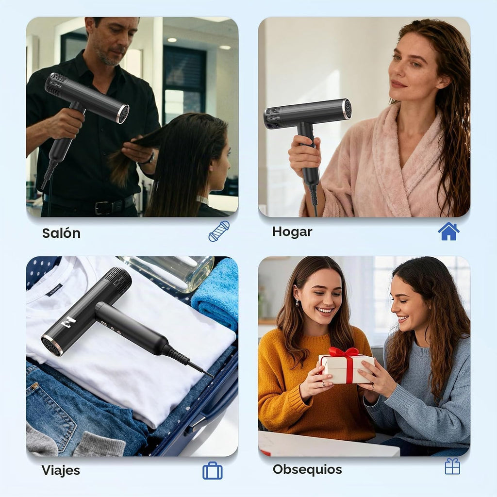Nicebay - Secador de pelo iónico con difusor, 1600 W de alta veloci...