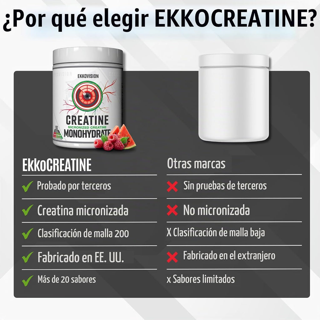 Ekkovision Monohidrato de creatina en polvo, sandía de frambuesa, 1...
