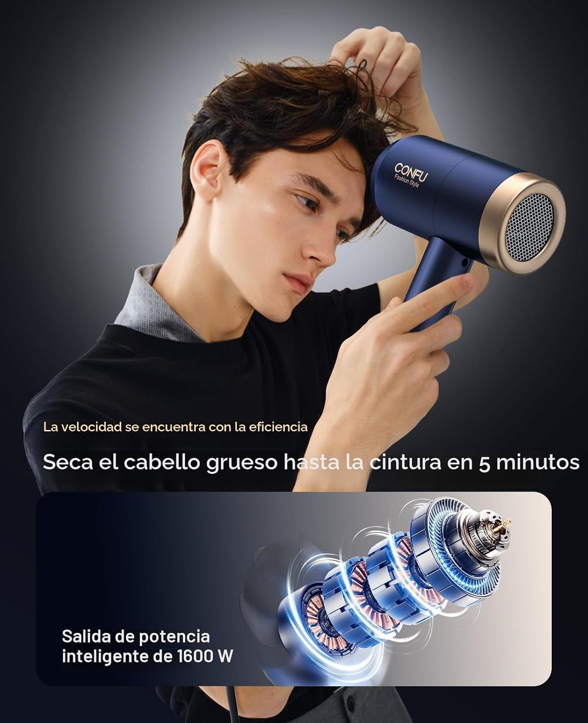 Secadores de Pelo para Mujeres, Secador de Pelo CONFU con Difusor,...