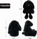 WEIGEDU Animal de Peluche Conejo Negro con Orejas Caídas, Juguete d...