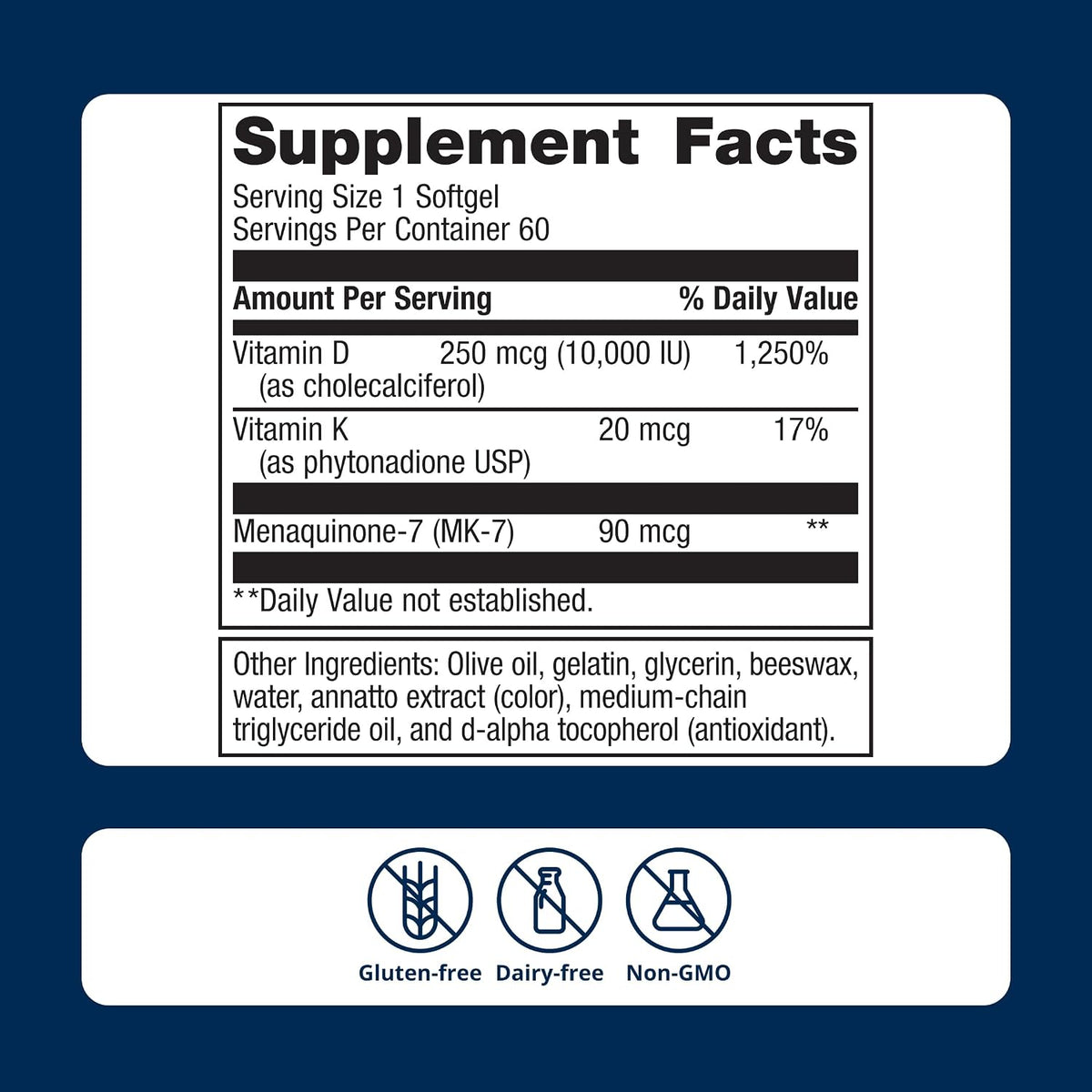 Metagenics Vitamina D3 y Vitamina K2 10,000 UI con MK-7, 60 cápsula...