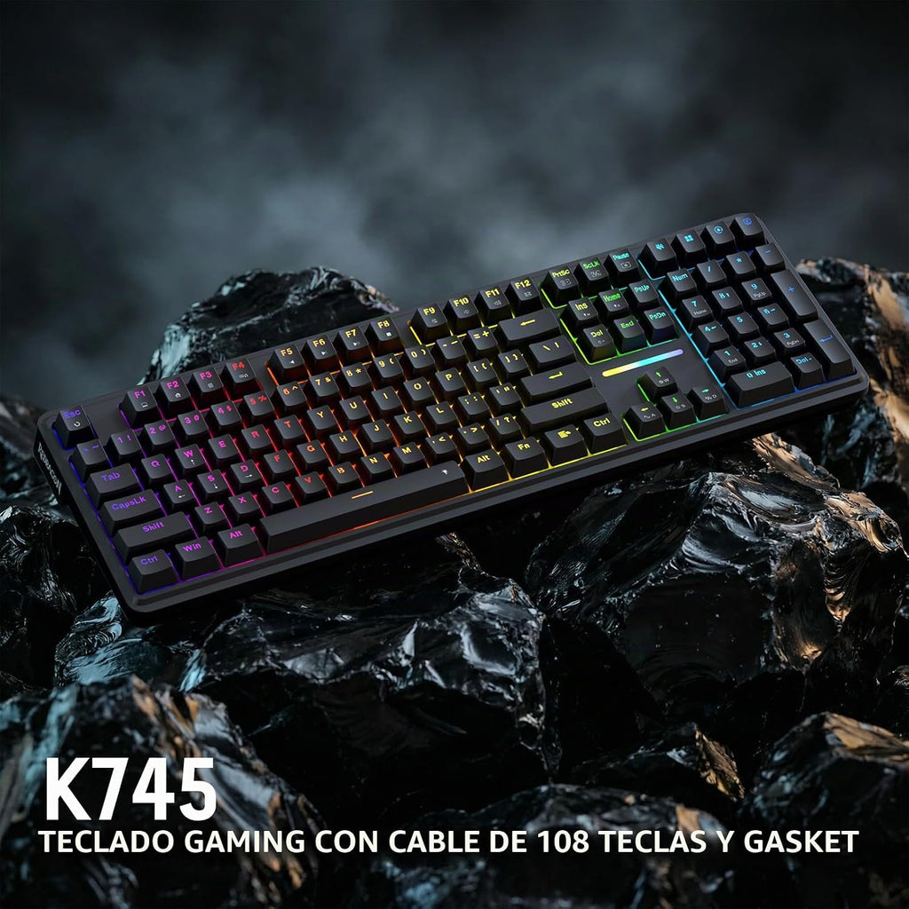 Redragon K745 Teclado para juegos RGB con junta de 108 teclas con c...