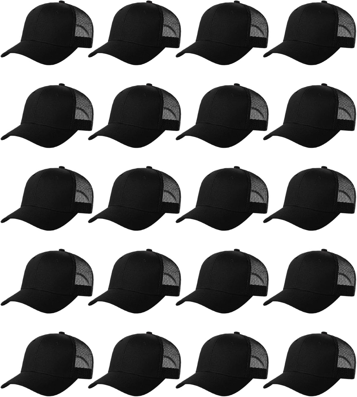 LYDTICK Paquete de 20 gorras de béisbol en blanco, gorras de camion...
