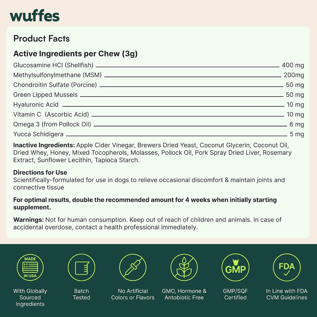 Wuffes - Masticables avanzados de cadera y articulaciones para perr...