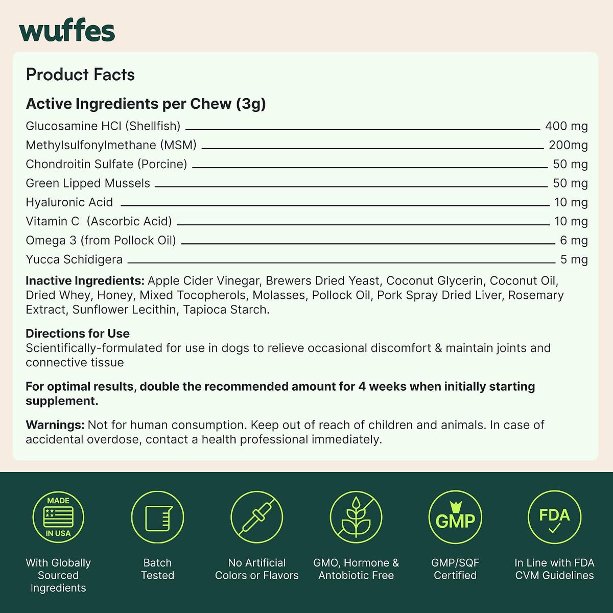 Wuffes - Masticables avanzados de cadera y articulaciones para perr...