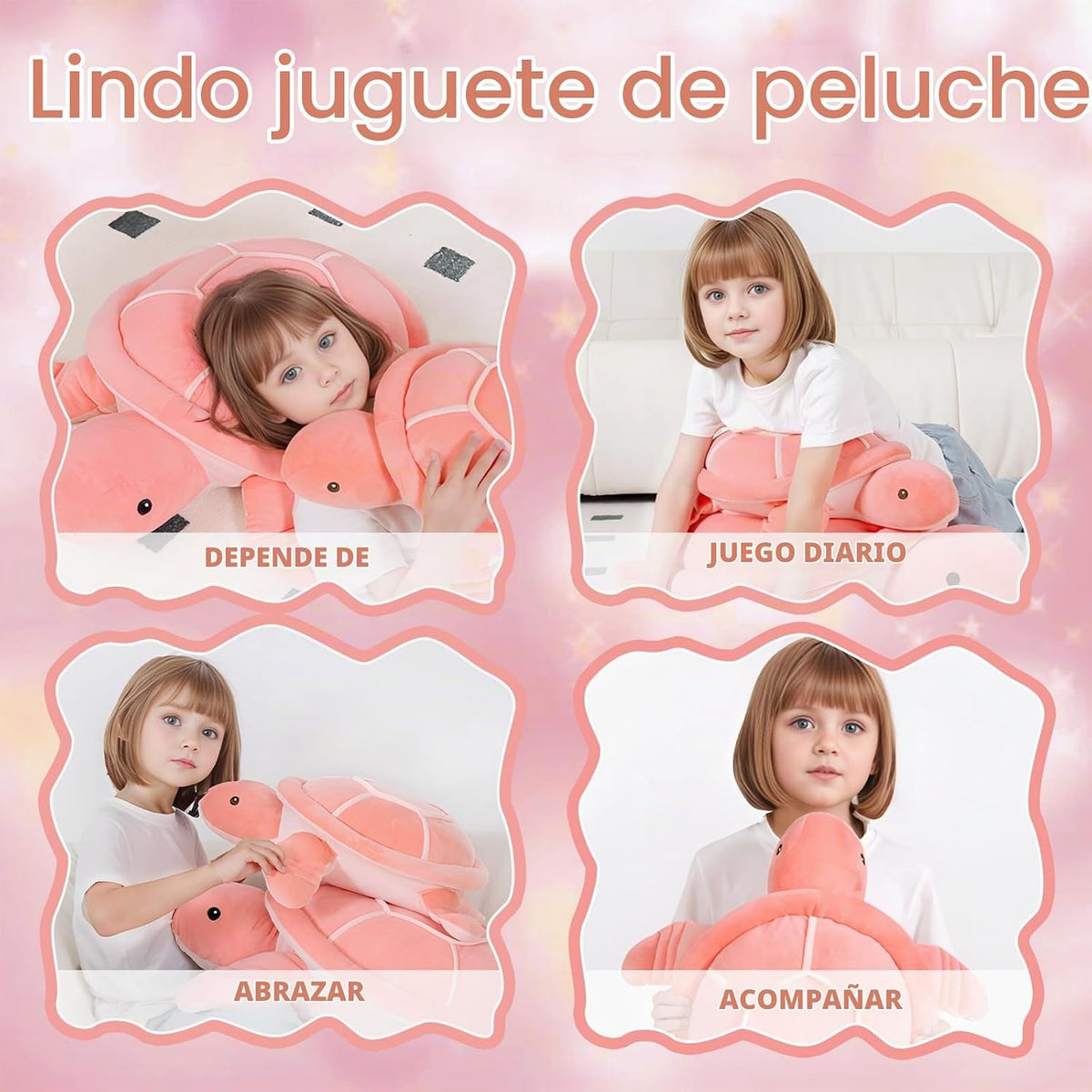 Dalmao Animales de peluche de tortuga marina rosa de 20 pulgadas, j...