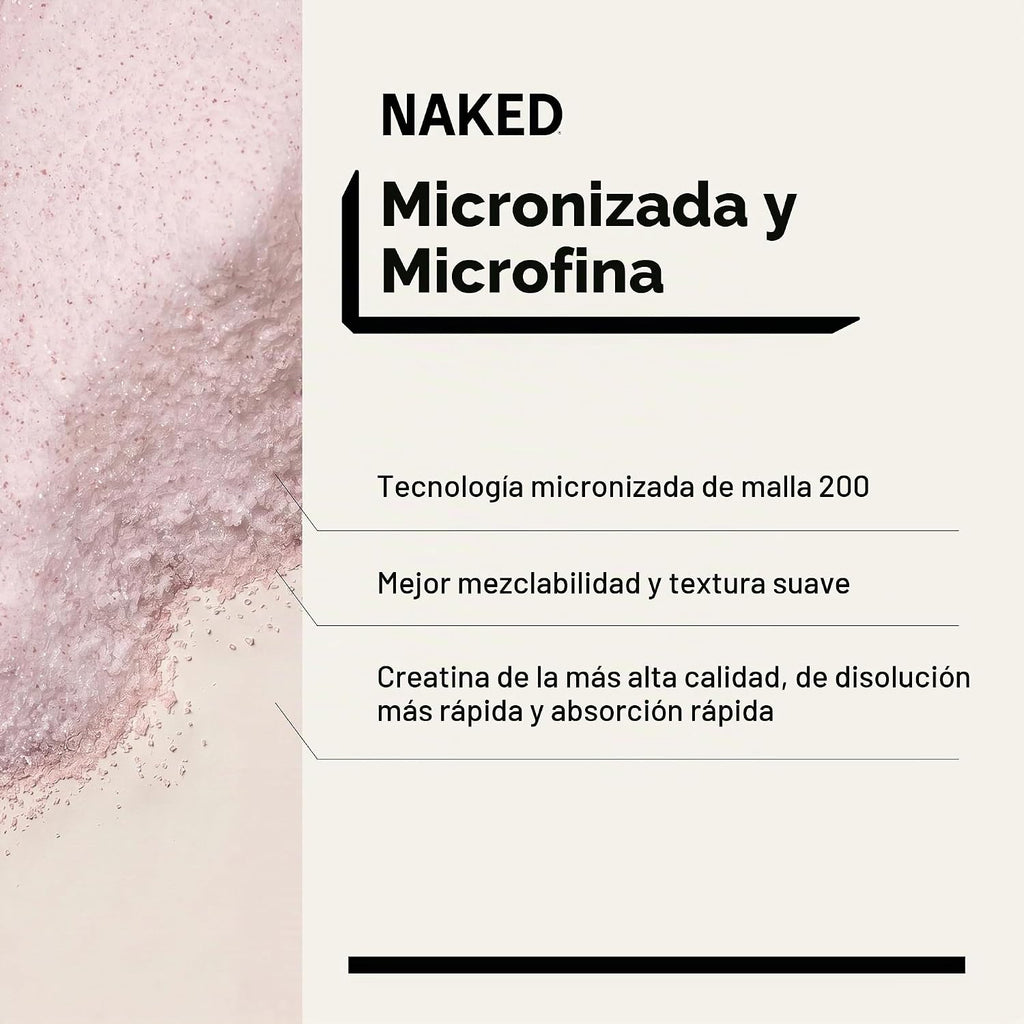 NAKED Creatina - Monohidrato de creatina con sabor a fresa - Polvo...