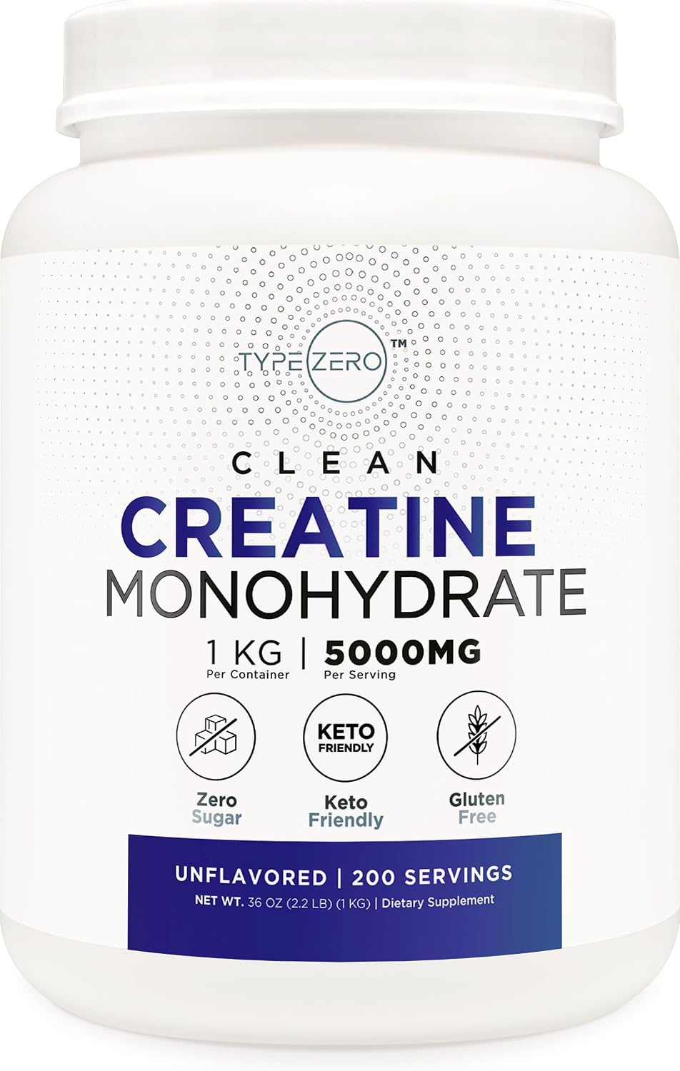 Type Zero Monohidrato de creatina (sin sabor) 2.2 lbs, micronizado,...