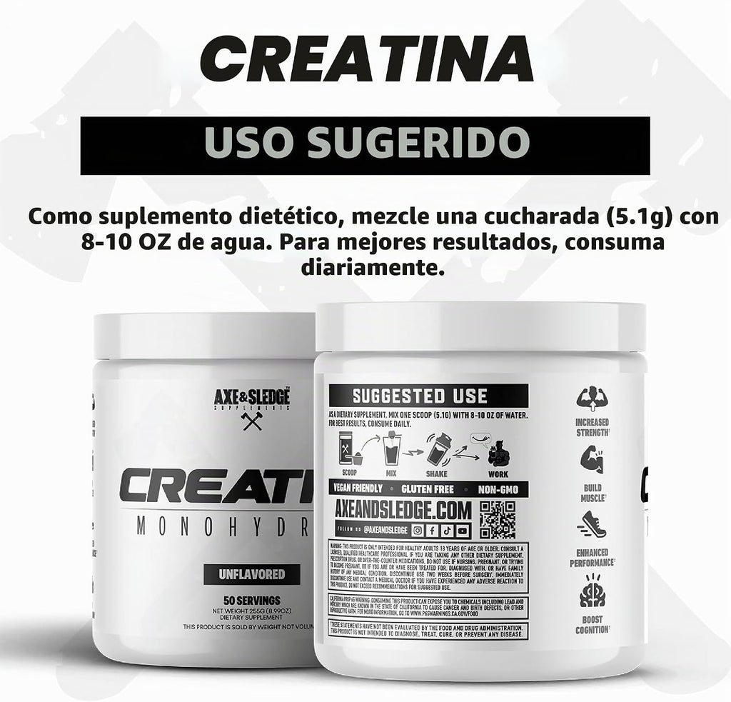 Axe &amp; Sledge Basics Creatina | Sin sabor, mejora la fuerza y el...