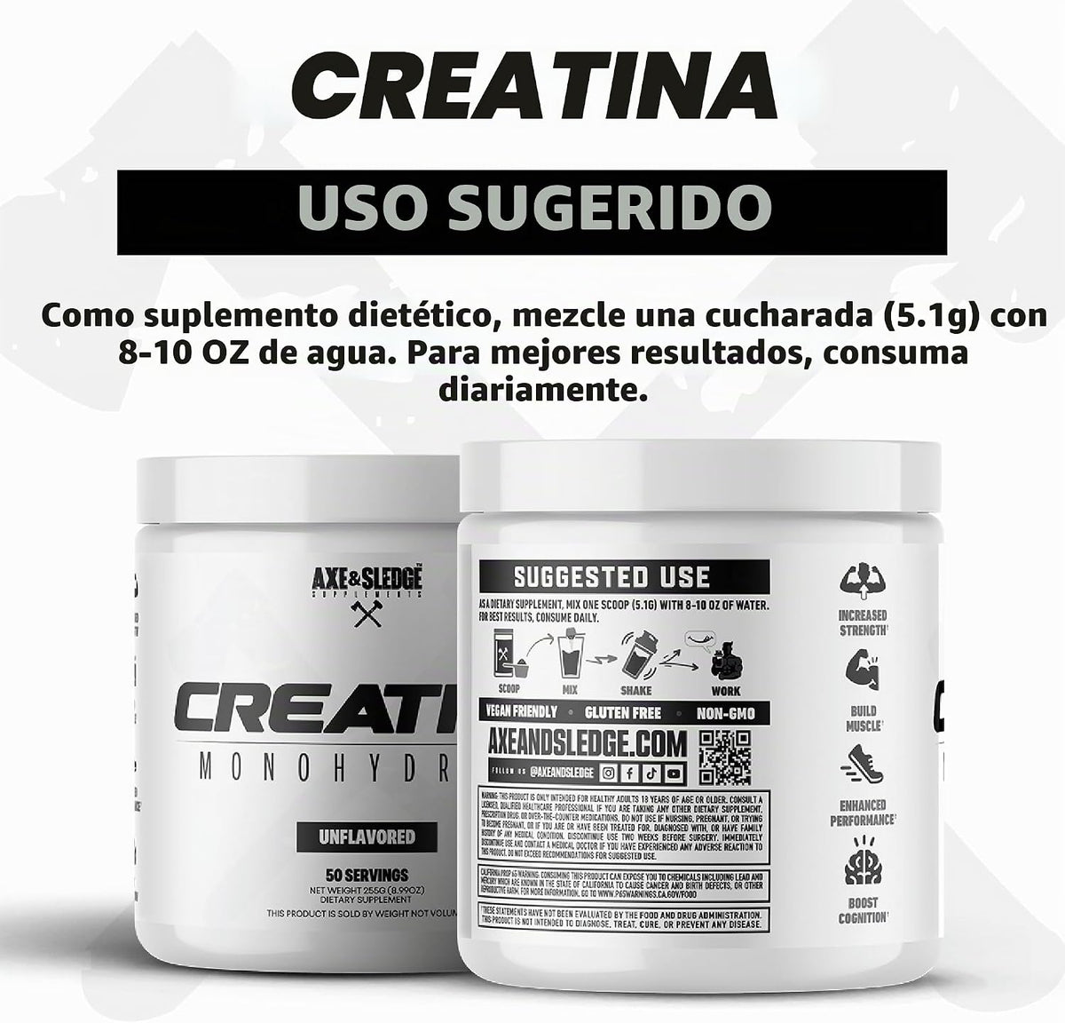 Axe &amp; Sledge Basics Creatina | Sin sabor, mejora la fuerza y el...