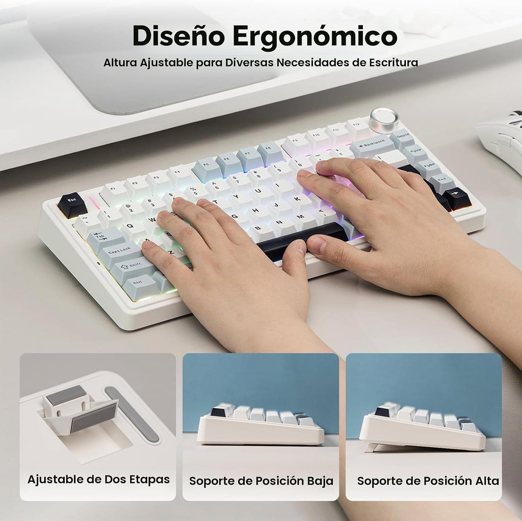 EPOMAKER x Aula F75 - Teclado mecánico con junta, 75% inalámbrico i...