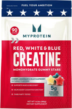 Myprotein Gomitas de creatina, rojas, blancas y azules, 90 unidades...