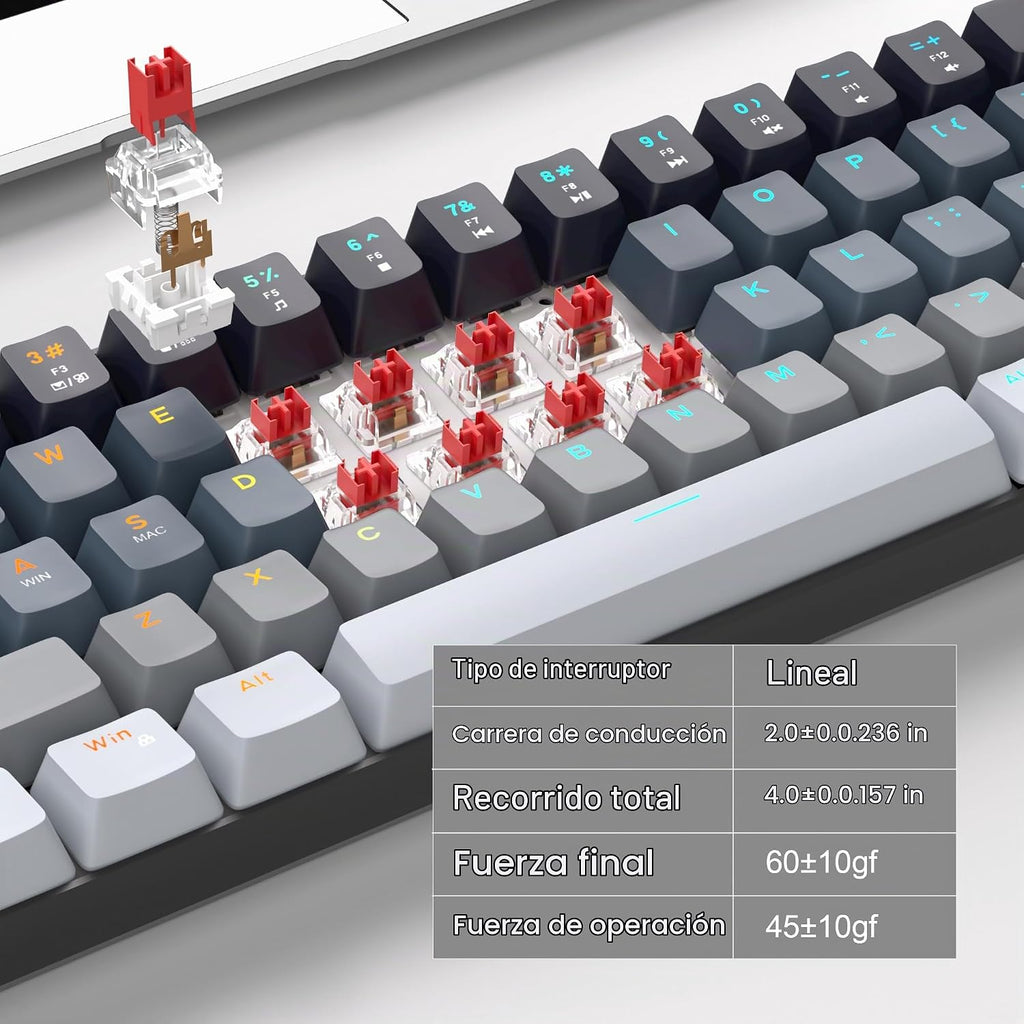 MageGee Teclado portátil 60% mecánico para juegos, retroiluminado R...