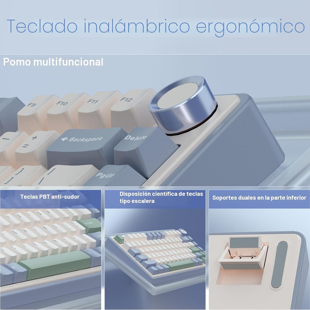 AULA F75 75% Teclado mecánico inalámbrico, teclado intercambiable e...