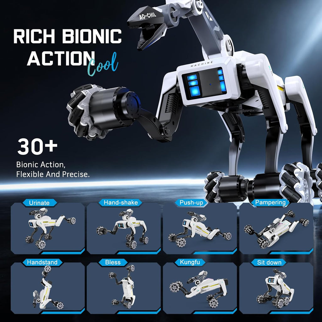 Perro robot inteligente con agarre, más de 30 acciones programables...