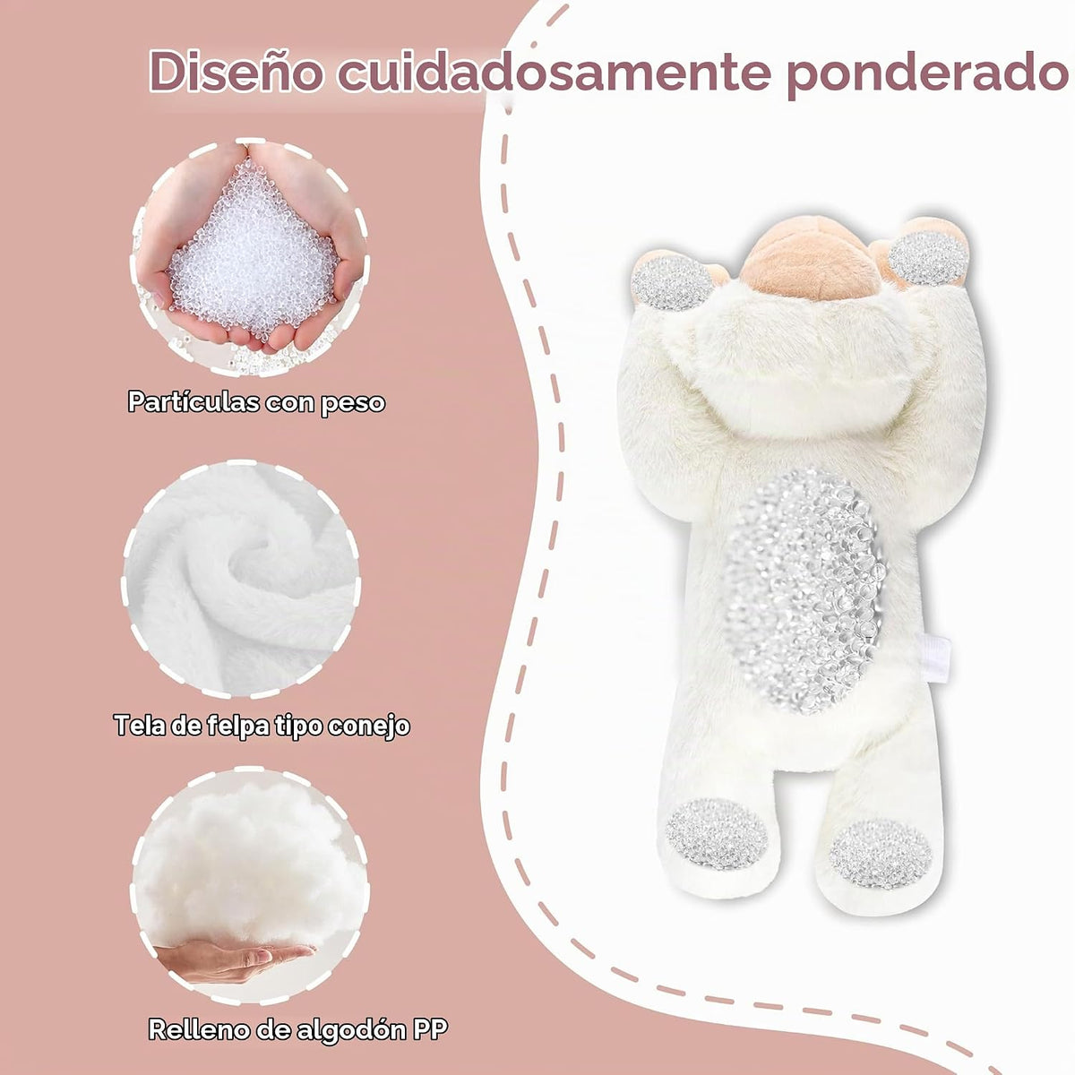 Niuniu Daddy - Peluche con peso de mono blanco de 20 pulgadas, almo...