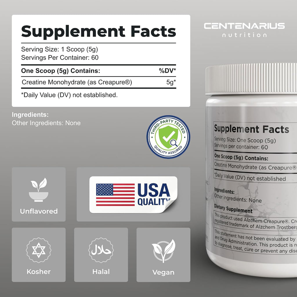 Creapure® creatina monohidrato polvo sin sabor 10.58 oz | Suplement...