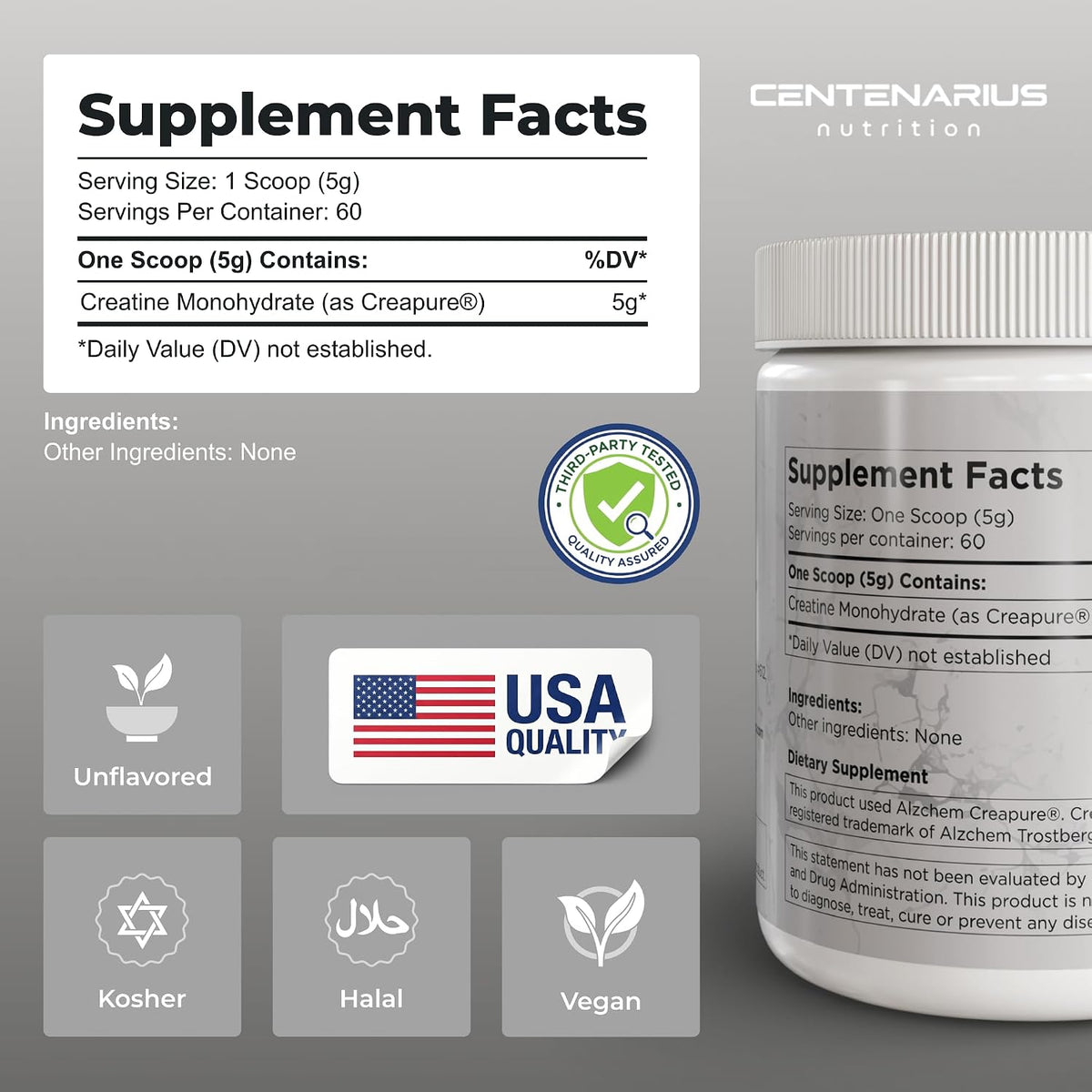 Creapure® creatina monohidrato polvo sin sabor 10.58 oz | Suplement...