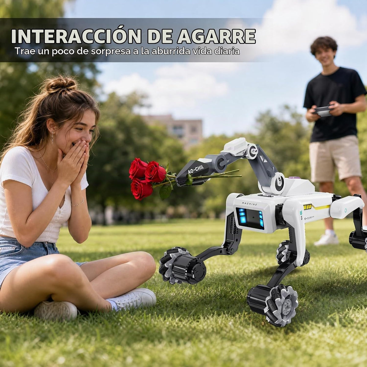 Perro robot inteligente con agarre, más de 30 acciones programables...