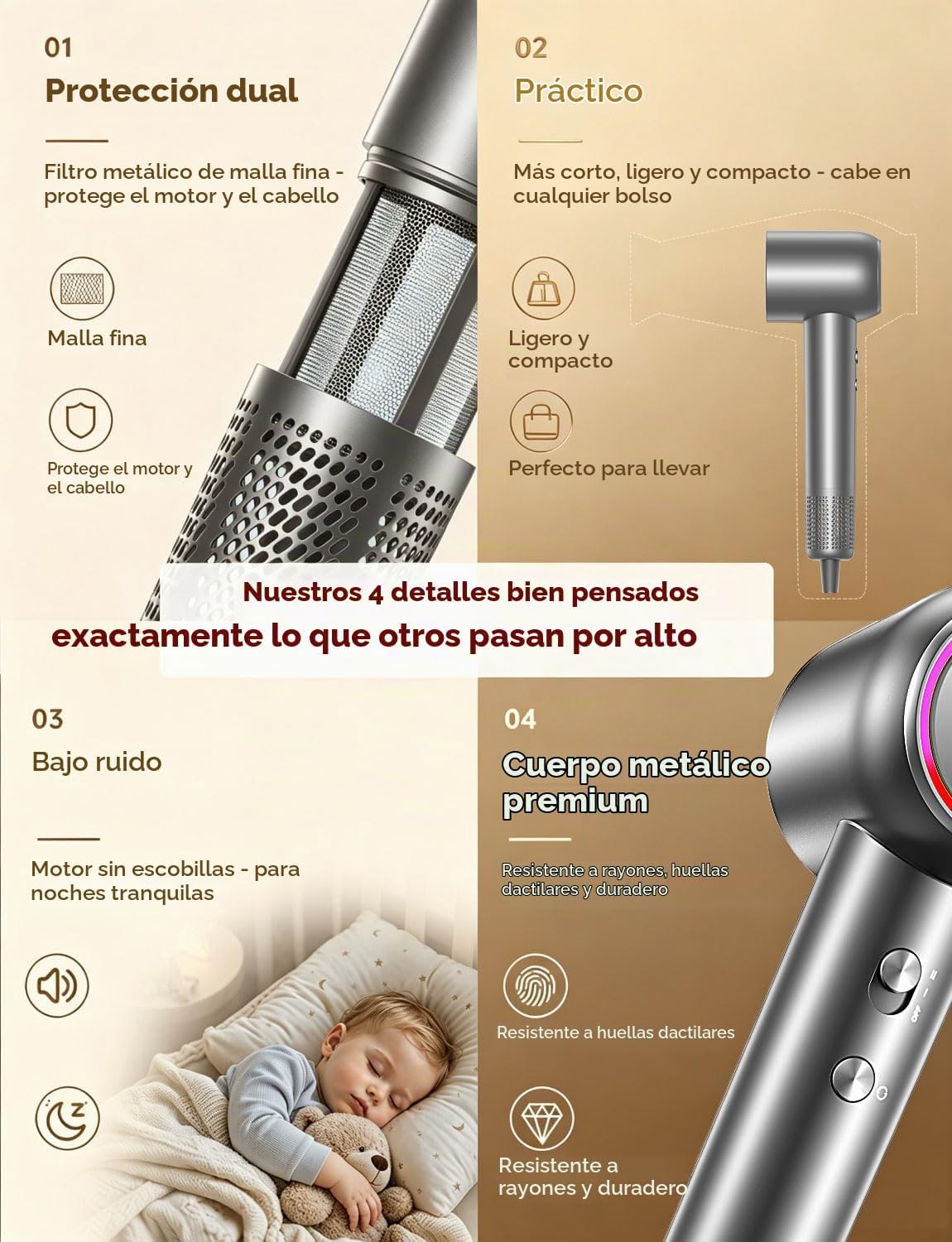 Secador de pelo iónico de alta velocidad, secador de 160 K RPM con...