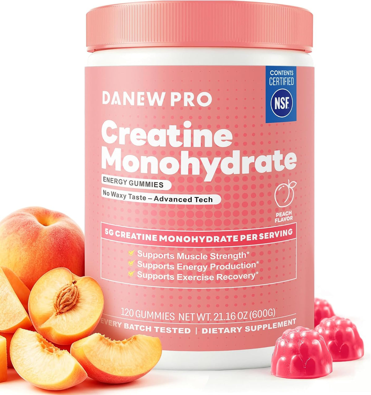 DANEW Pro Gomitas de monohidrato de creatina, 0.18 oz (120 unidades...