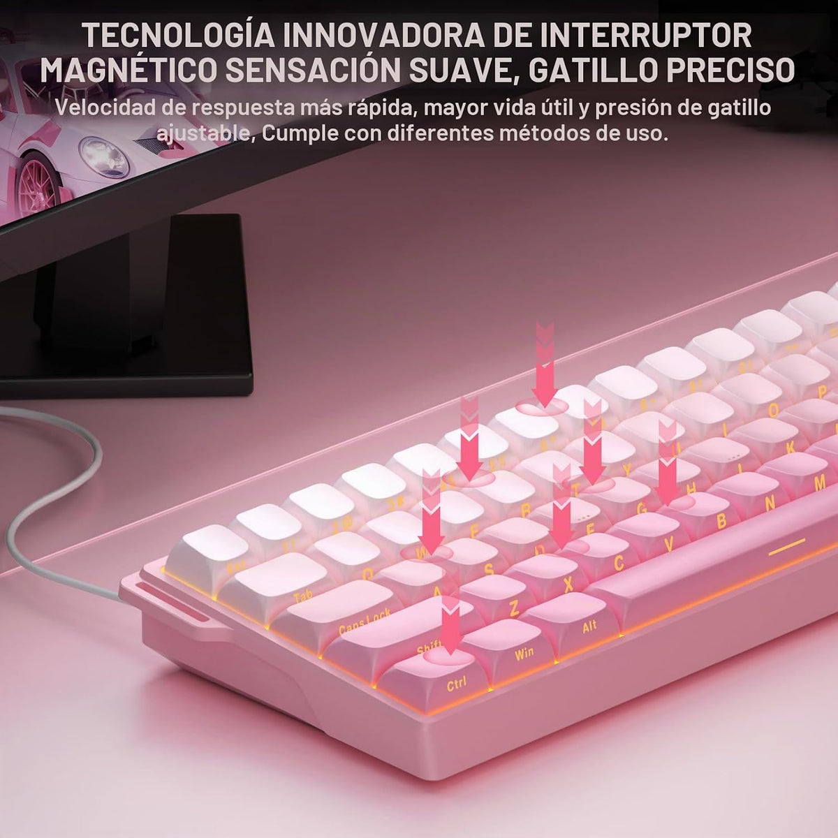 Aula WIN60 HE - Teclado mecánico para juegos 60% con cable, interru...