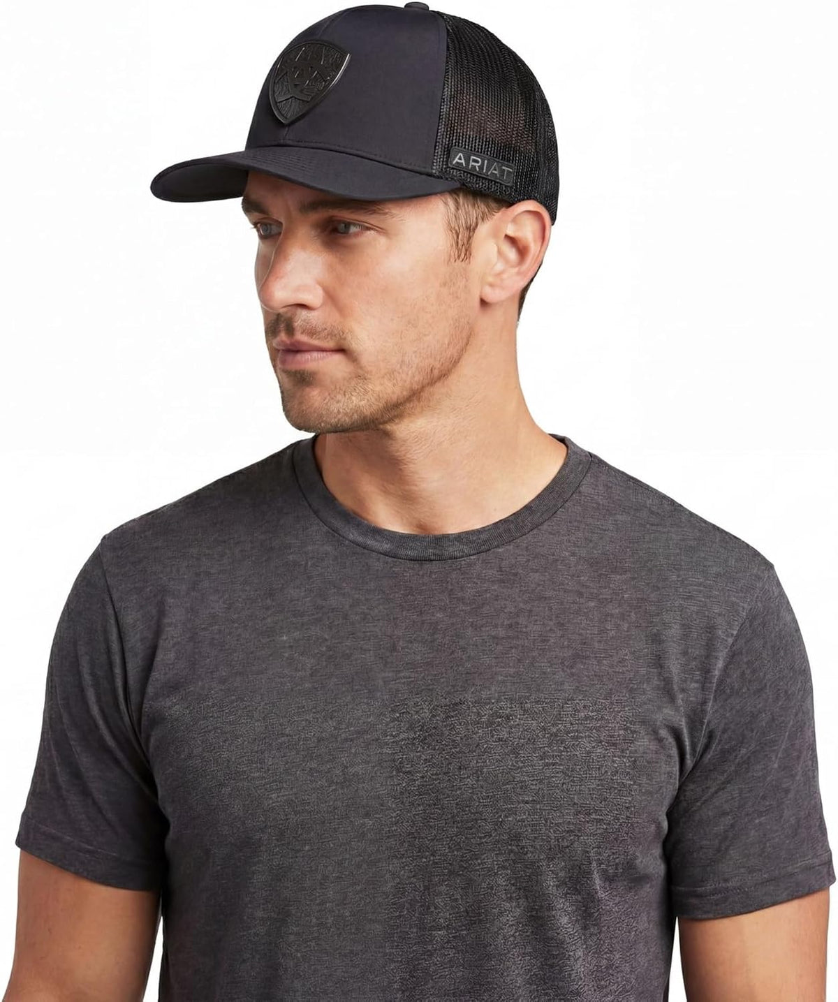 ARIAT Gorra con escudo de metal para hombre, Snapback, estructurado...